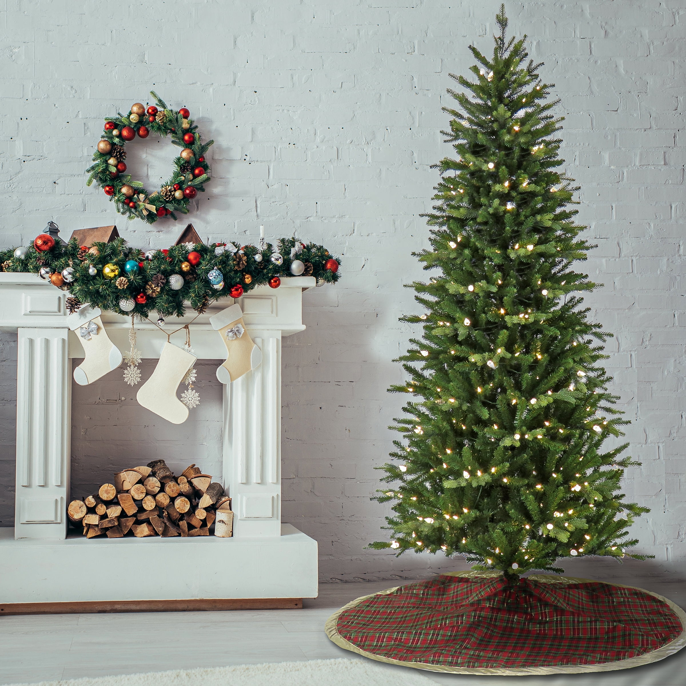 National Tree Company 7.5 ft. Pre-Lit Artificial Wallace Pinee ...