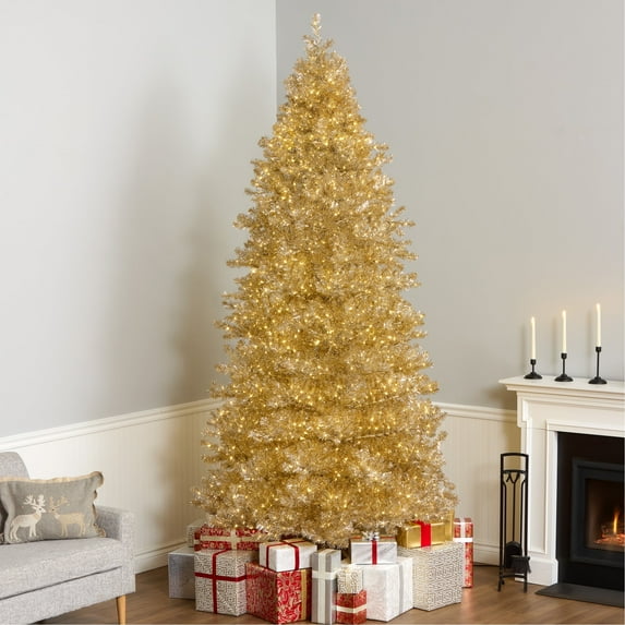 National Tree Company 10 ft Pre-Lit Platinum Metallic Full Artificial Christmas Tree, 2,720 LED Lights, 2,754 Tips, Includes Stand, Gold
