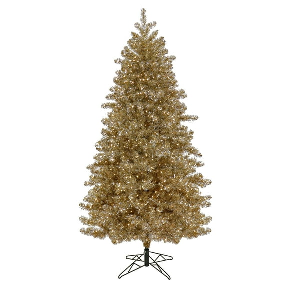 National Tree Company 7.5 ft. Pre-Lit Artificial Christmas Tree, Platinum, Tinsel, 1250 Warm White LED Rice Lights, Includes Stand