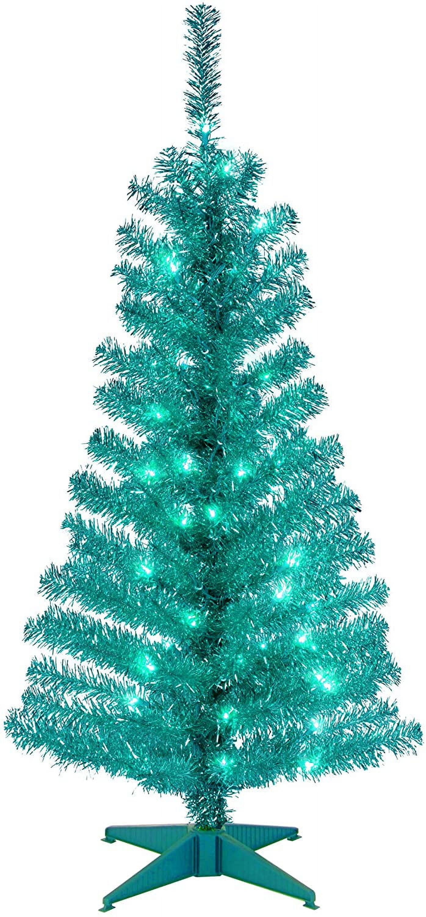 National Tree Company PreLit Artificial Christmas Tree, Silver Tinsel