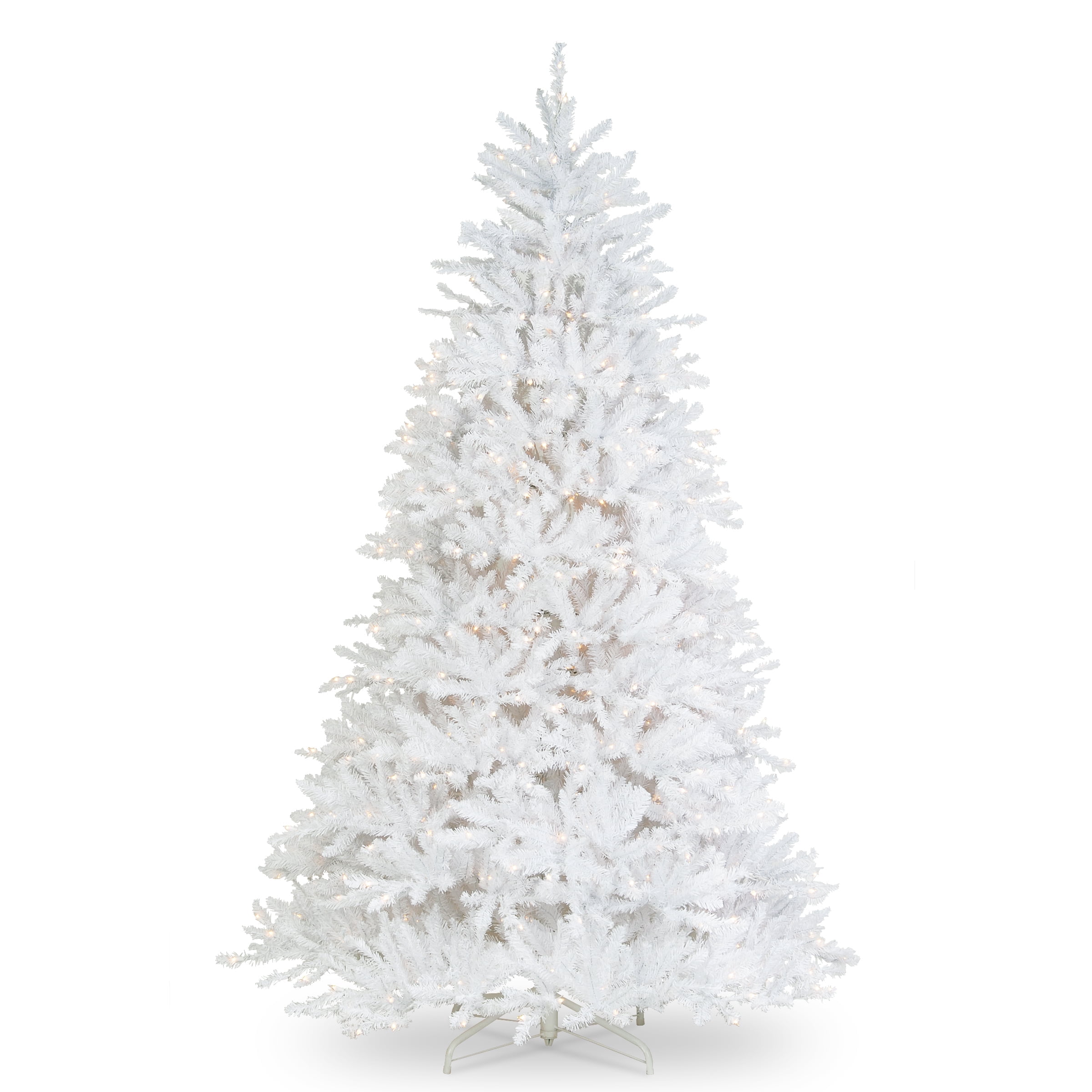 National Tree Company 6.5 ft. Pre-Lit Artificial Christmas Tree, White, Dunhill Fir, Clear Lights, Includes Stand