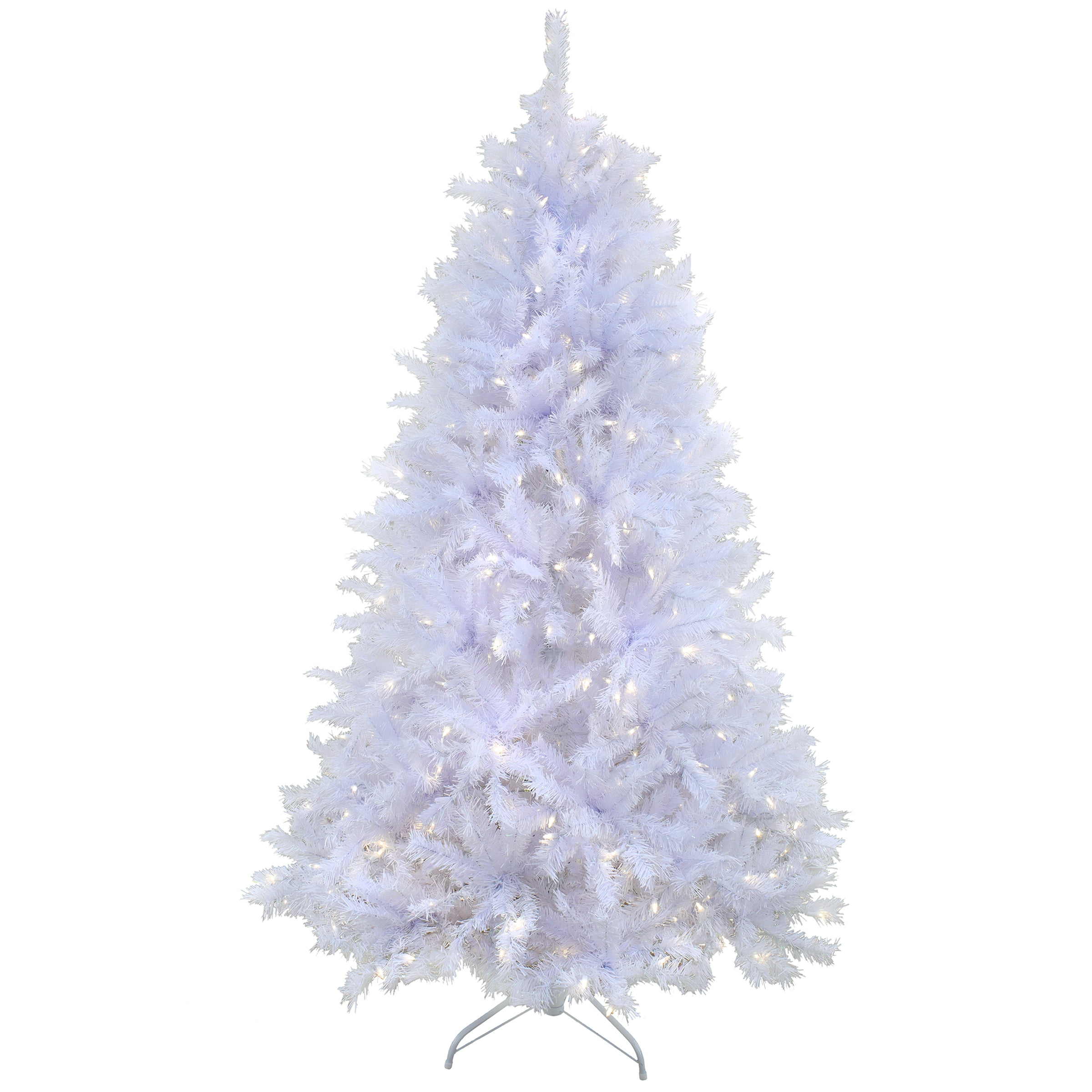 6.5' White Prelit Artificial Christmas Tree with Warm LED Lights