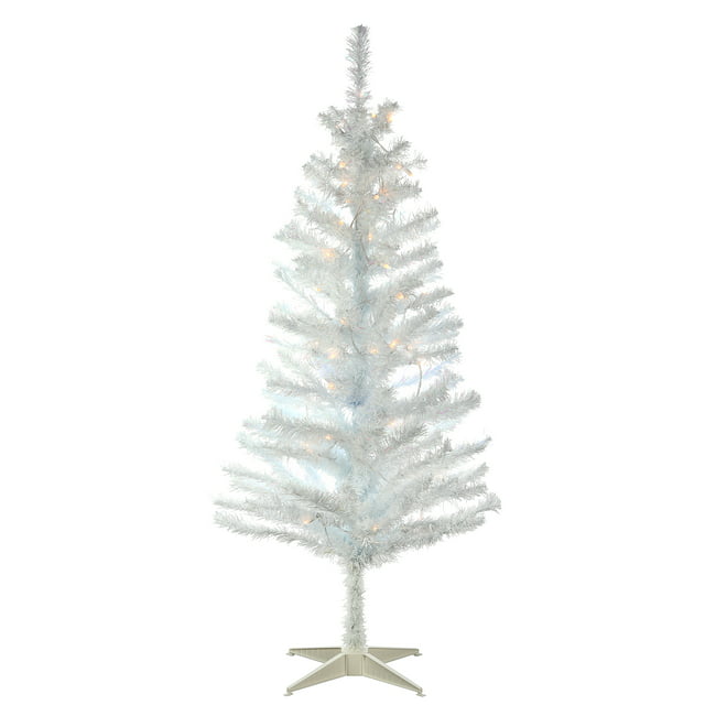 National Tree Company Pre-Lit Artificial Christmas Tree, White Tinsel, White Lights, Includes Stand, 4 feet