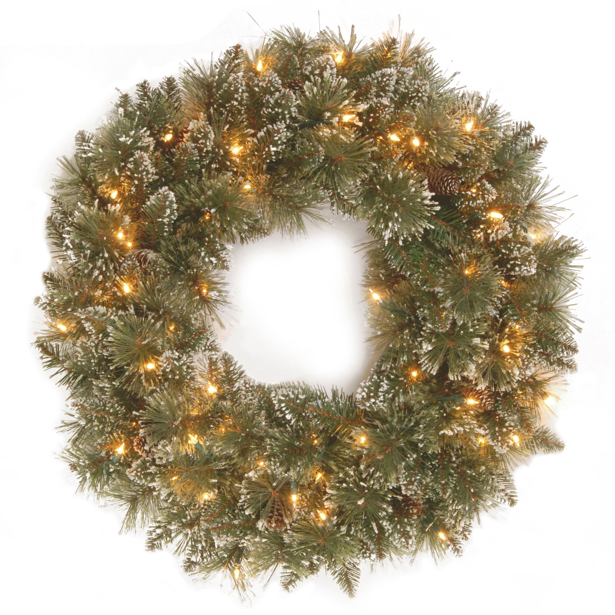 Winter Pine Cone Artificial Front Door Wreath with LED Lights