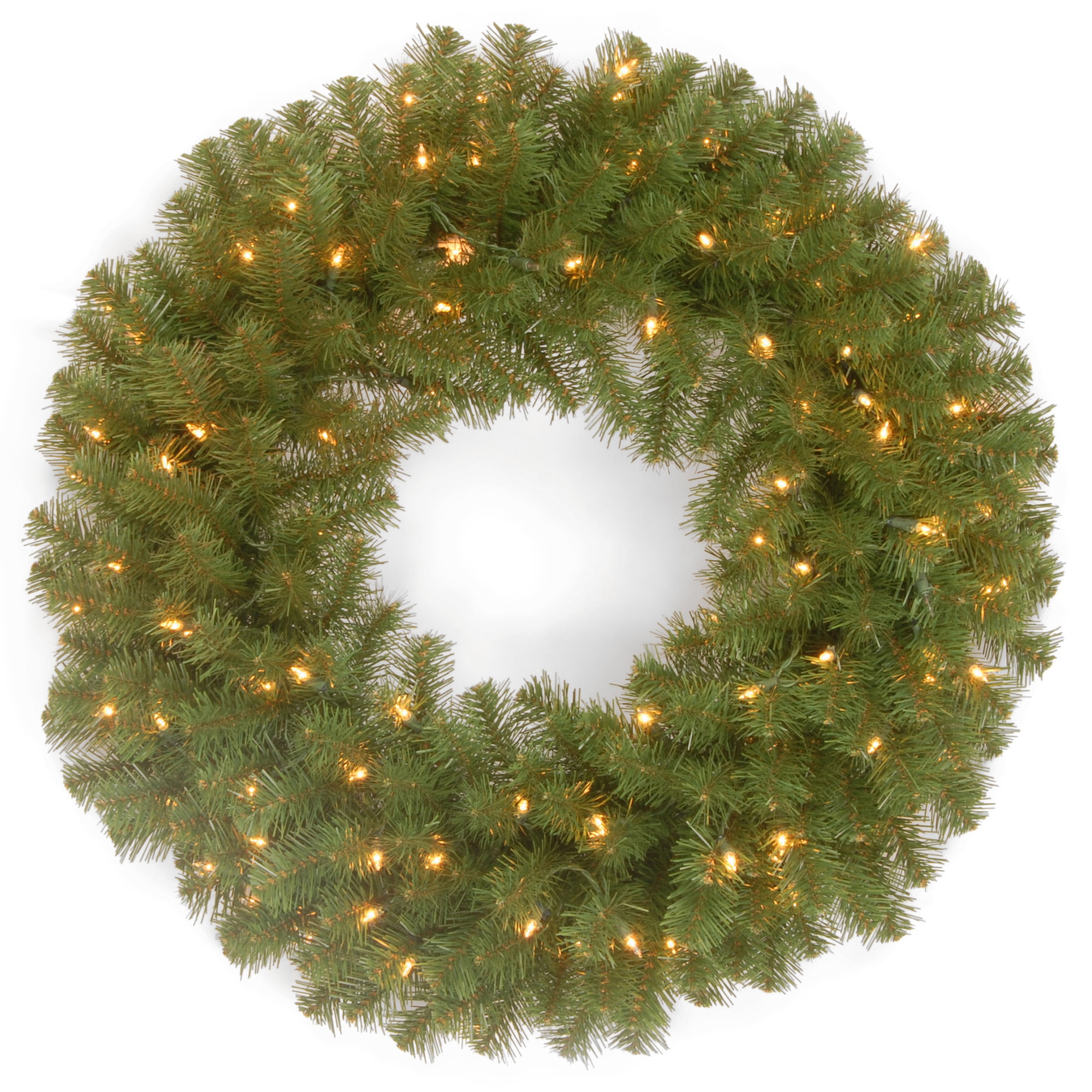 North Valley Spruce Pre-Lit Christmas Wreath with White LED Lights, 24 Inches