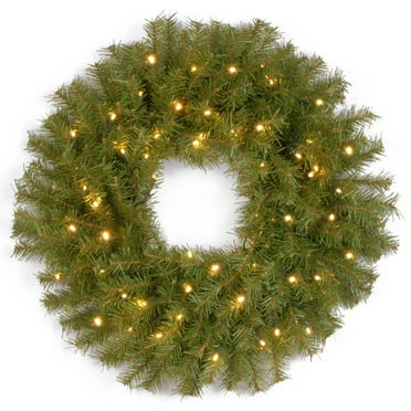 National Tree Company Pre-Lit Artificial Christmas Wreath, Green, Norwood Fir, 70 Twinkly™ Lights brand smart LED lights, 30 Inch