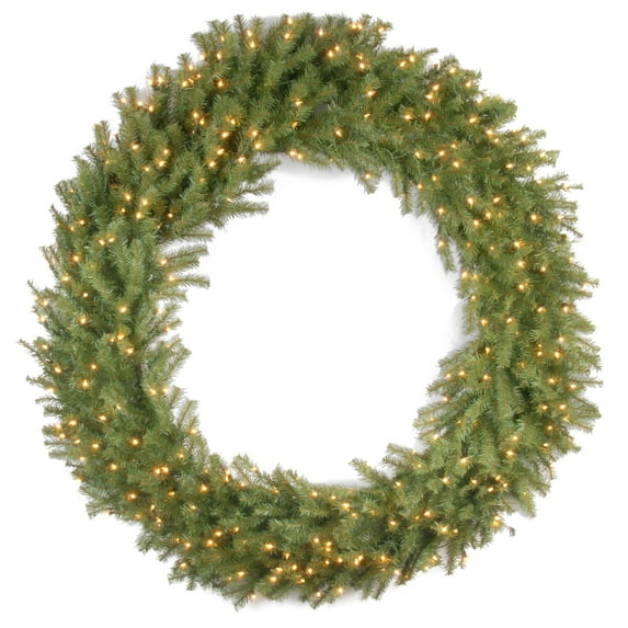 National Tree Company Pre-Lit Artificial Christmas Wreath, Green, Norwood Fir, Clear Lights, 60 Inches