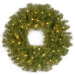 National Tree Company Pre-Lit Artificial Christmas Wreath, Green, Norwood Fir, White Lights, Christmas Collection, 24 Inches