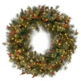 thumbnail image 1 of National Tree Company Pre-Lit Artificial Christmas Wreath, Green, Wintry Pine®, Clear Lights, Decorated with Pine Cones, Berry Clusters, Frosted Branches,  48 Inches, 1 of 5