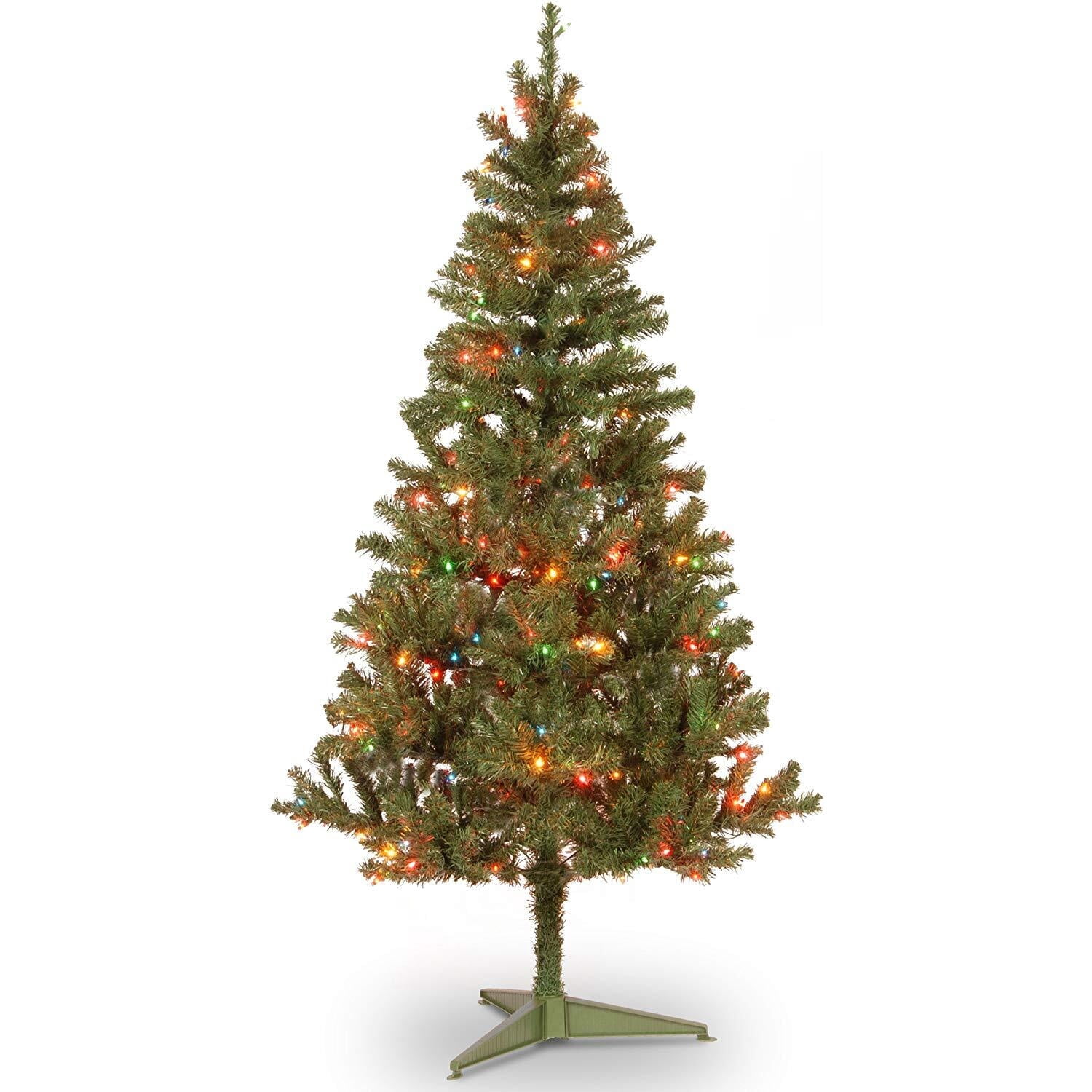 National Tree Company Pre-Lit Artificial Full Christmas Tree, Green, Canadian Fir Grande, Multicolor Lights, Includes Stand, 6 Feet
