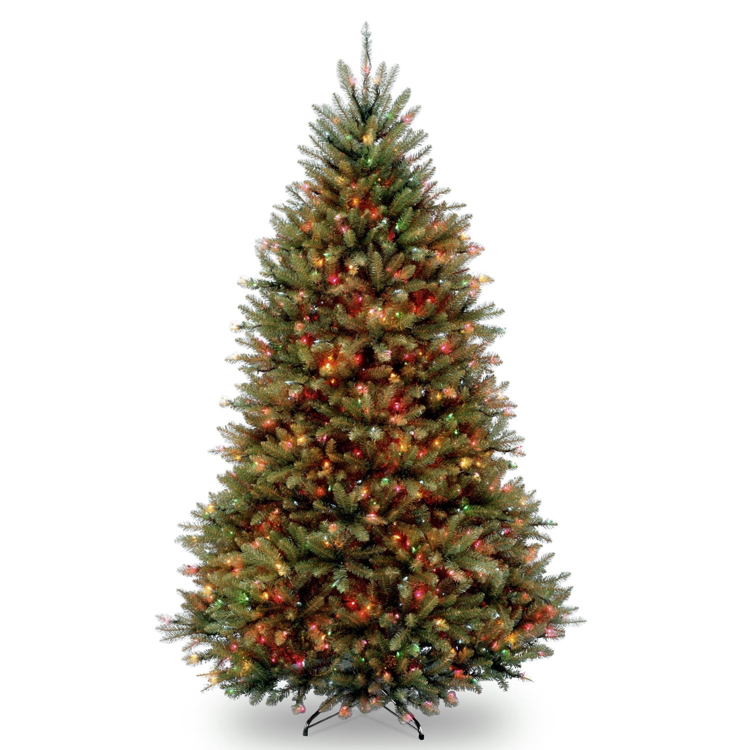National Tree Company Pre-Lit Artificial Christmas Tree, Green, Dunhill Fir, Multicolor Lights, Includes Stand, 6.5 Feet