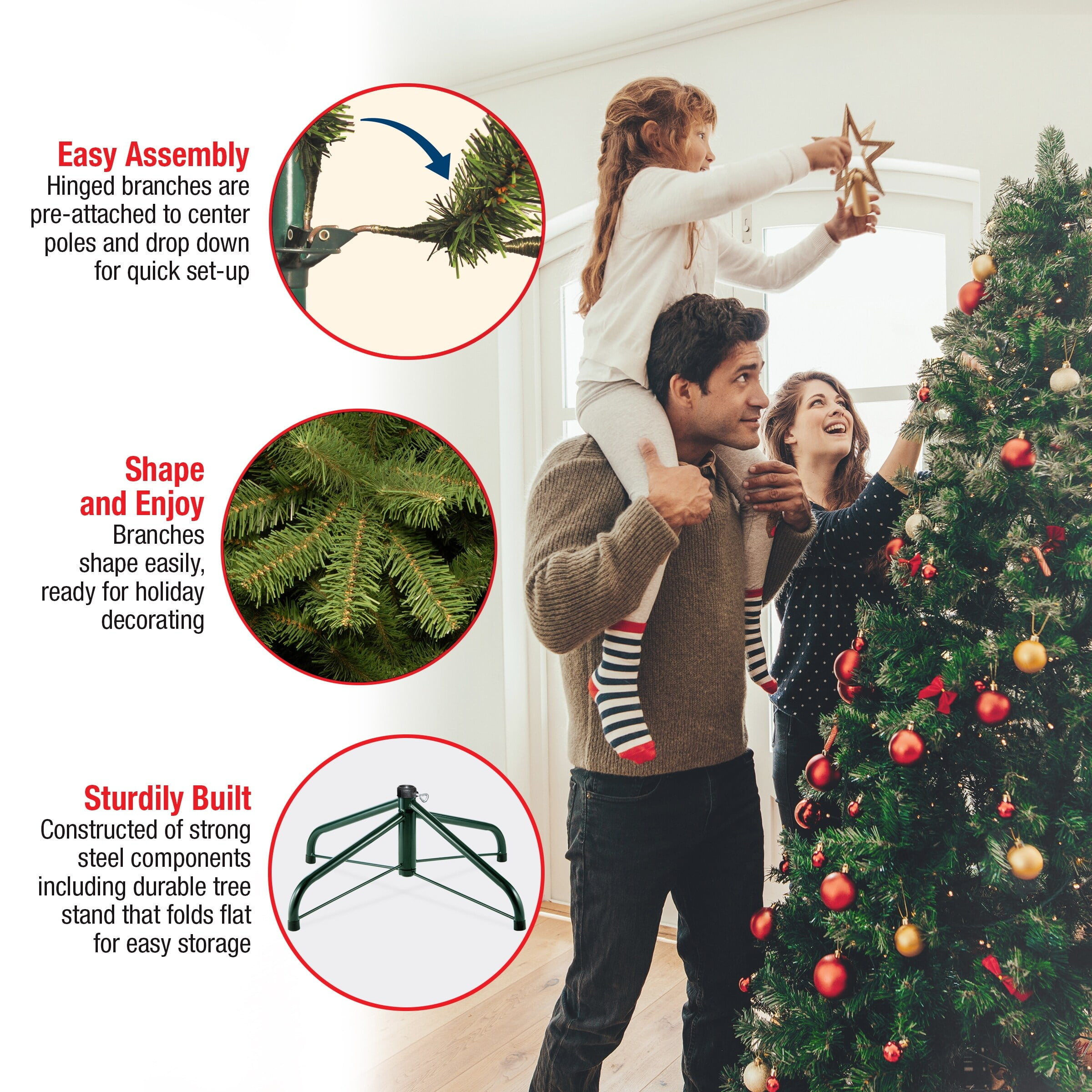 7-Foot Pre-Lit North Valley Spruce Christmas Tree with Multicolor Lights