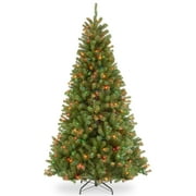 National Tree Company Pre-Lit Artificial Full Christmas Tree, Green, North Valley Spruce, Multicolor Lights, Includes Stand, 7 Feet