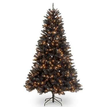 National Tree Company Pre-Lit Artificial Halloween Tree, Black, North Valley® Spruce, 450 Clear Lights, Includes Stand, 6.5 Feet