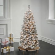 National Tree Company 4.5 ft. Pre-Lit Artificial Acacia Medium Christmas Tree, Green, 100 Clear Lights, Flocked, Includes Stand