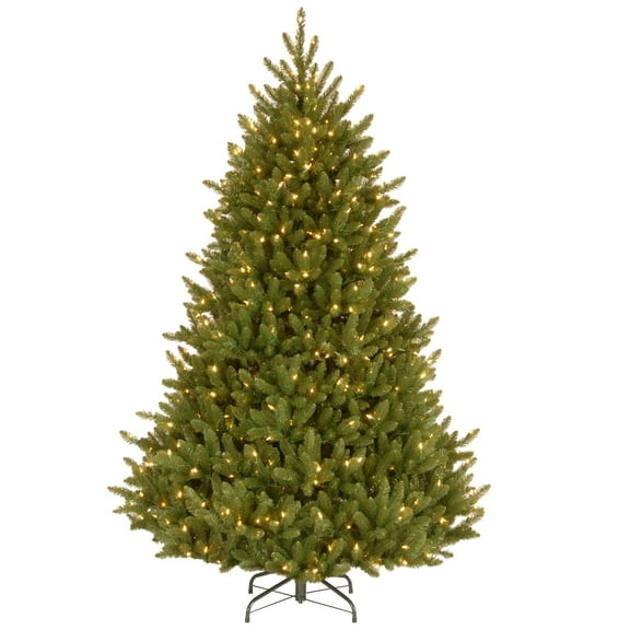 National Tree Company Pre-Lit Artificial Medium Christmas Tree, Green, Natural Fraser Fir, Clear Lights, Includes Stand, 7.5 Feet