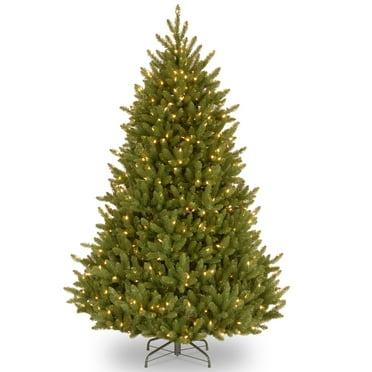 National Tree Company Pre-Lit Artificial Medium Christmas Tree, Green, Natural Fraser Fir, Clear Lights, Includes Stand, 7.5 Feet
