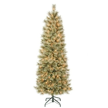 National Tree Company Pre-Lit Artificial Slim Christmas Tree, Green, Arcadia Pine Cashmere, 150 Clear Lights, Includes Stand, 6 Feet