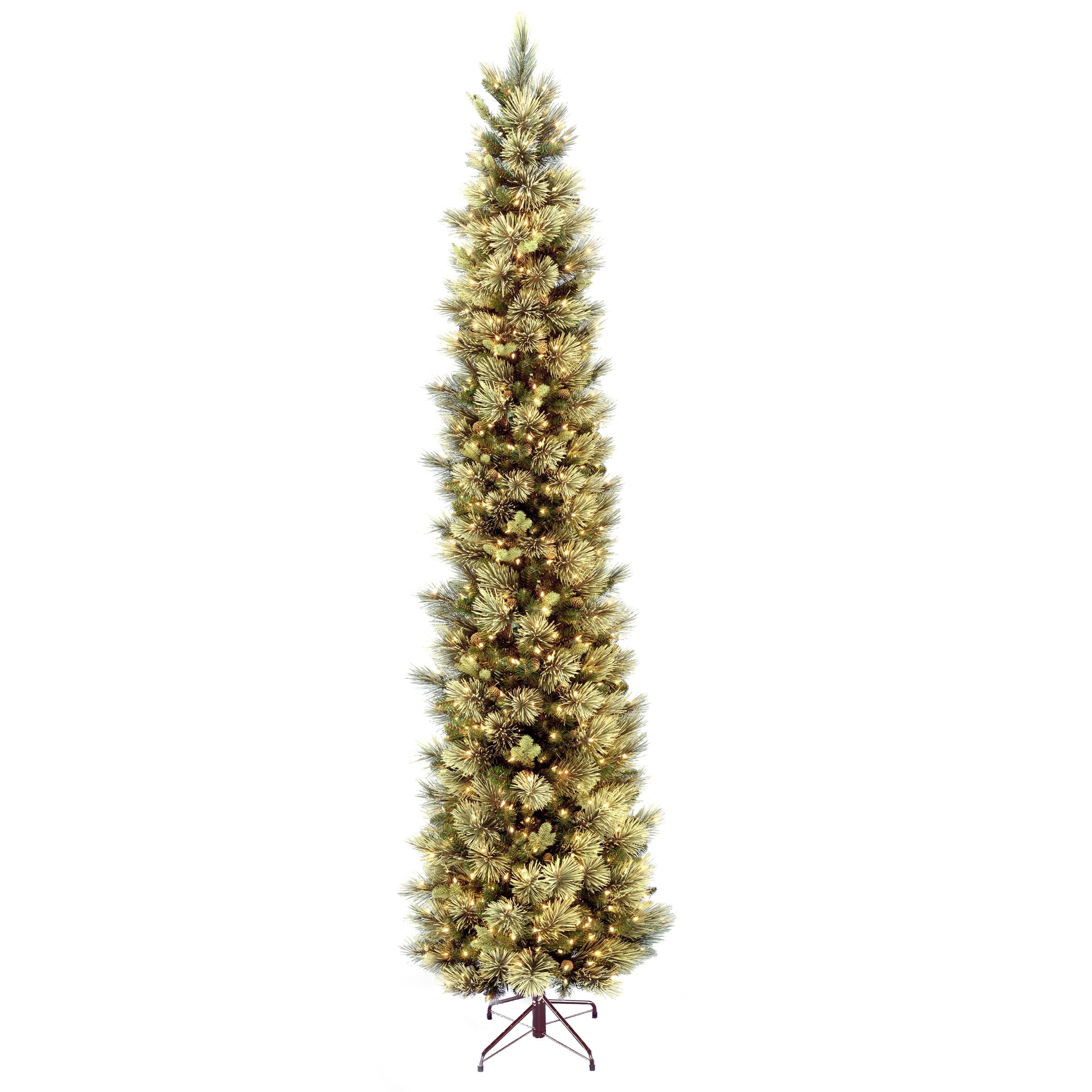 Slim Green Pine Artificial Christmas Tree with Clear Lights