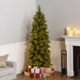 thumbnail image 1 of 6.5 ft. Pre-Lit Artificial Carolina Pine Slim Christmas Tree, Green, Clear Lights, Includes Stand, 1 of 9