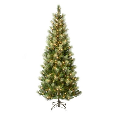 National Tree Company Pre-Lit Artificial Slim Christmas Tree, Green, Chesterfield Spruce, 600 Clear Lights, Includes Stand, 7.5 Feet