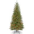 thumbnail image 1 of National Tree Company 6.5 ft. Pre-Lit Artificial Slim Christmas Tree, Green, Dunhill Fir, Multicolor Lights, Includes Stand, 1 of 5