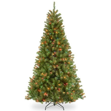 National Tree Company Pre-Lit Artificial Christmas Tree, Green, North Valley Spruce, Multicolor Lights, Includes Stand, 7.5 Feet