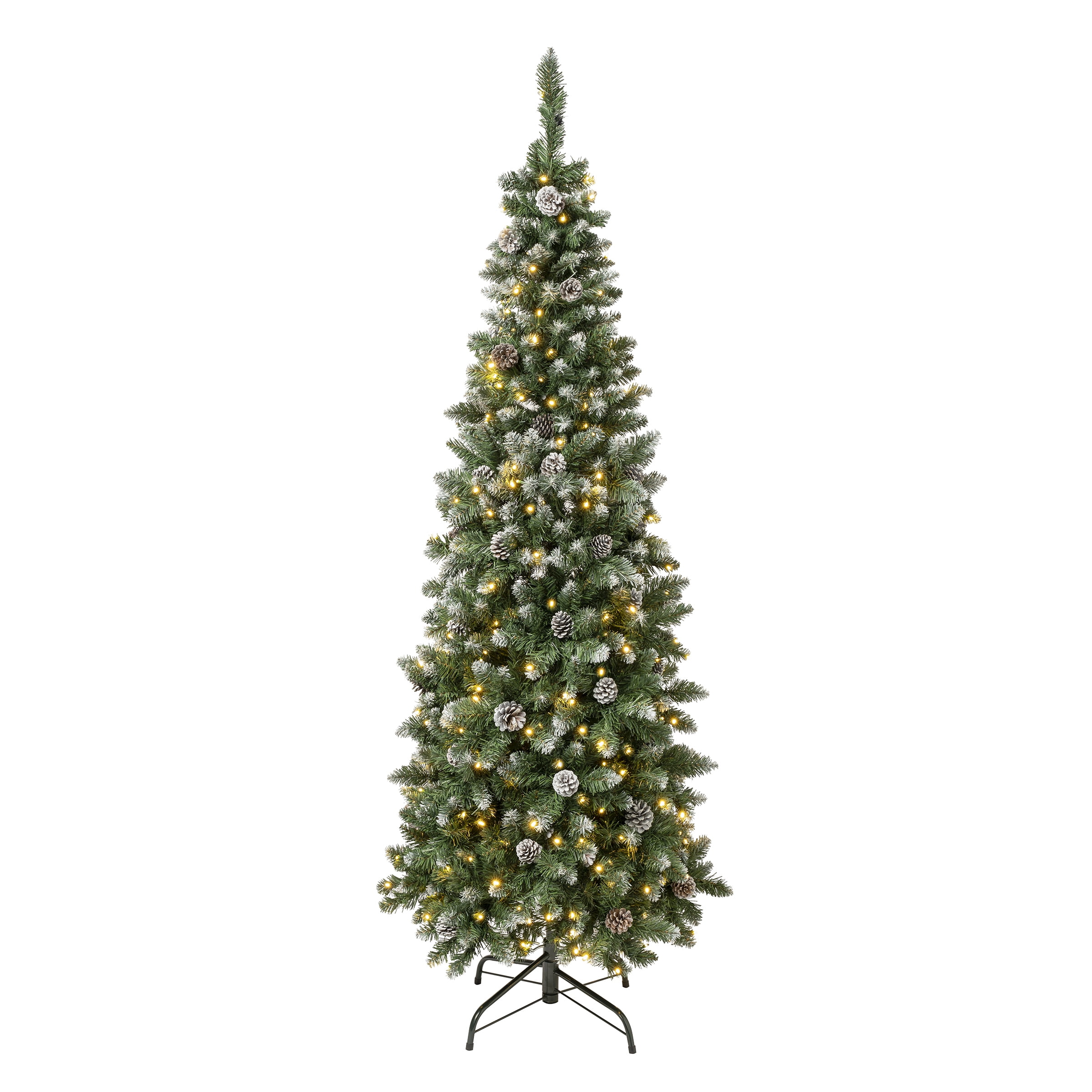 6' Green Pine Slim Pre-Lit Christmas Tree with Warm White LED Lights