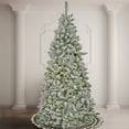 thumbnail image 1 of National Tree Company 9 ft. Pre-Lit Artificial Snowy Chatham Slim Christmas Tree, Green, 600 Dual Color® LED Lights, PowerConnect System, Foot Switch, 10 Functions, Includes Stand, 1 of 7