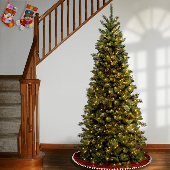 National Tree Company 6.5 ft. Pre-Lit Artificial Tiffany Fir, Slim Christmas Tree, Green, Clear Lights, Includes Stand