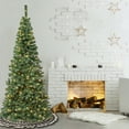 thumbnail image 1 of National Tree Company 7.5 ft. Pre-Lit Artificial Linden Spruce Slim Christmas Tree, Green, Warm White Lights, LED, Includes Stand, 1 of 7