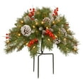 thumbnail image 1 of National Tree Company Pre-Lit  Artificial Urn Filler, Green, Warm White  Lights, LED, Battery Operated, Timer, Berries and Pinecones, 18 Inch, Indoor or Outdoor Use., 1 of 5