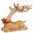 thumbnail image 1 of National Tree Company Pre-Lit  Champagne Resting  Reindeer, Warm White LED Lights, 31 Inch, Indoor or Outdoor Use., 1 of 3