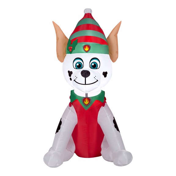 National Tree Company Pre-Lit Christmas Decoration, Inflatable, White, Marshall, Paw Patrol, 1 Warm White LED Light, Self Inflates, Ground Stakes, Tethers Included, 3.5 Feet