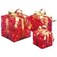thumbnail image 1 of National Tree Company Pre-Lit Christmas Decoration, Red, Sparkle, Gift Boxes, Gold Bows, Set of 3, 75 Clear Lights, 6 Inch, 8 Inch, 10 Inch, 1 of 5