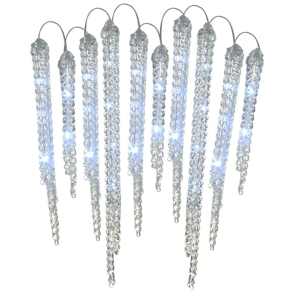 16 in. Pre-Lit Christmas Decoration, String Lights, Crystal Icicles, String of 10, 29 Cool White LED