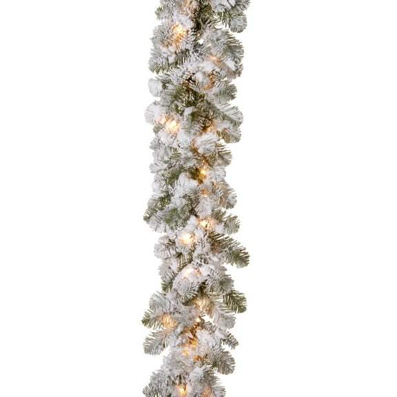National Tree Company Pre-Lit Feel Real Artificial Christmas Garland, Green, Camden, White Lights, Decorated With Pine Cones, Berry Clusters, Plug In, Christmas Collection, 9 Feet