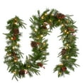 thumbnail image 1 of National Tree Company Pre-Lit Feel Real® Artificial Christmas Garland, Green, Colonial Fir, White Lights, Decorated With Pine Cones, Plug In, Christmas Collection, 9 Feet, 1 of 5