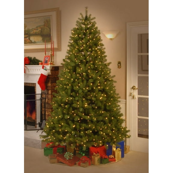 National Tree Company 7.5 ft. Pre-Lit Feel Real® Artificial Downswept Douglas® Fir Christmas Tree, Green, Dual Color® LED Lights, Includes PowerConnect System and Stand,