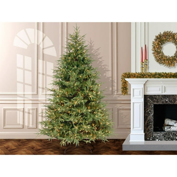 7.5 ft. Pre-Lit Feel Real® Artificial Fraser Grande Christmas Tree, Green, Clear Lights