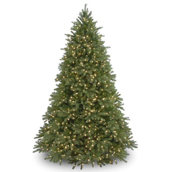 National Tree Company Pre-Lit Feel Real® Artificial Christmas Tree, Green, Jersey Fraser Fir, Clear Lights, Includes Stand, 6.5 Feet