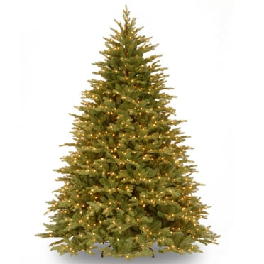 National Tree Company Pre-Lit Feel Real® Artificial Christmas Tree, Green, Nordic Spruce®, Clear Lights, Includes Stand, 7.5 Feet