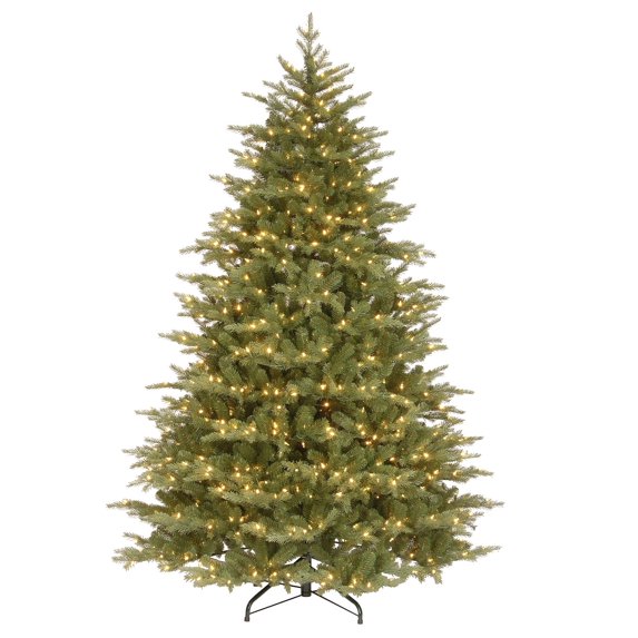 National Tree Company Pre-Lit 'Feel Real' Artificial Medium Christmas Tree, Green, Nordic Spruce, Dual Color LED Lights, Includes Stand, 7.5 feet