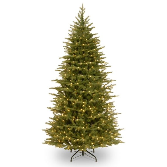 National Tree Company Pre-Lit 'Feel Real' Artificial Medium Christmas Tree, Green, Nordic Spruce, Dual Color LED Lights, Includes Stand, 9 feet