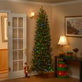 thumbnail image 1 of National Tree Company 7.5 ft. Pre-Lit Feel Real® Artificial Pencil Slim  Downswept Douglas® Fir Christmas Tree, Green, Dual Color® LED Lights, Includes PowerConnect System and Stand, 1 of 8