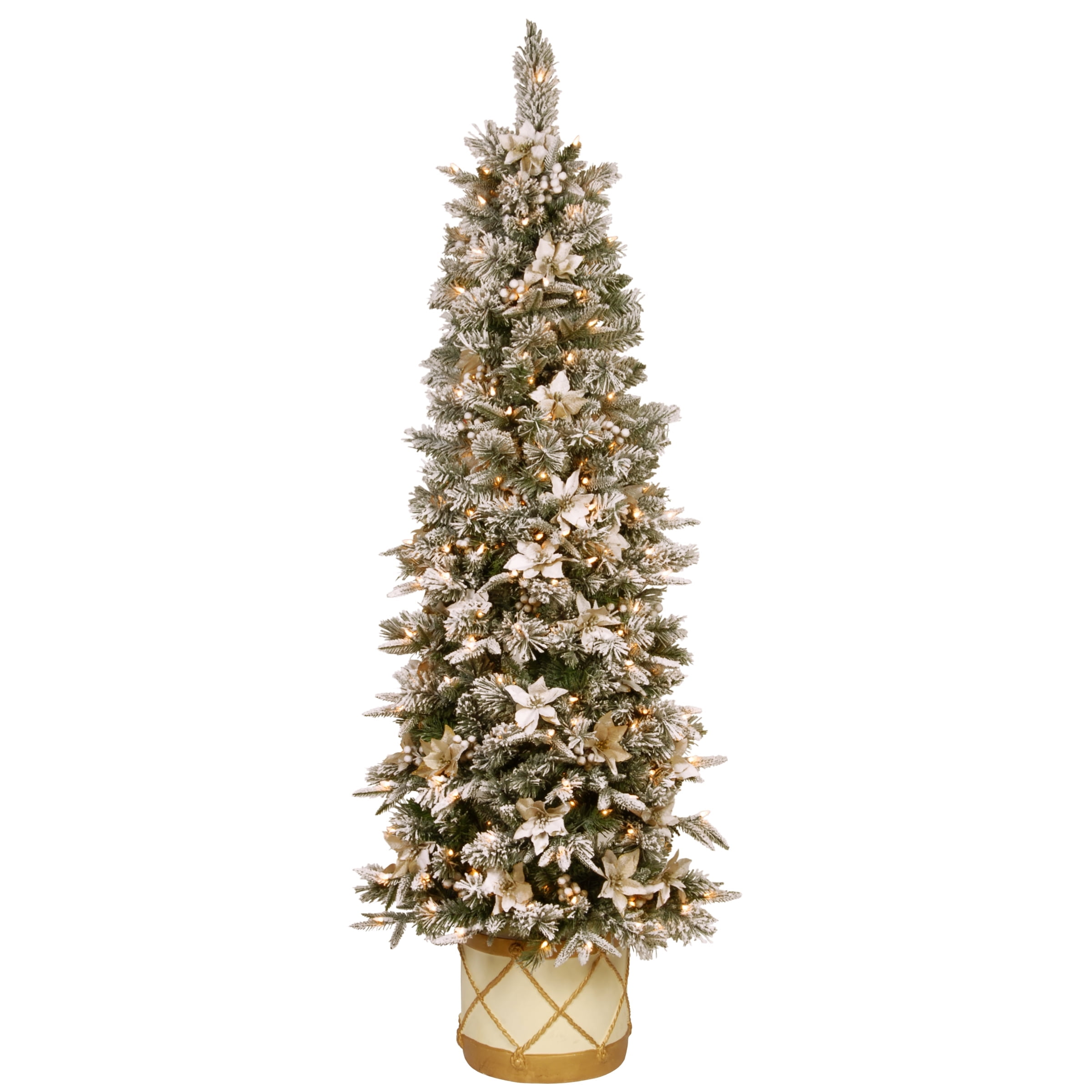 6 ft Frosted Colonial Slim Half Christmas Tree with Clear Lights
