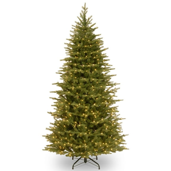 National Tree Company 6.5 ft. Pre-Lit Feel Real® Artificial Slim Christmas Tree, Green, Nordic Spruce®, Clear Lights, Includes Stand