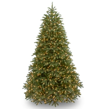 National Tree Company Pre-Lit Feel Real® Medium Artificial Christmas Tree, Green, Jersey Fraser Fir,Clear Lights, Includes Stand, 6.5 Feet