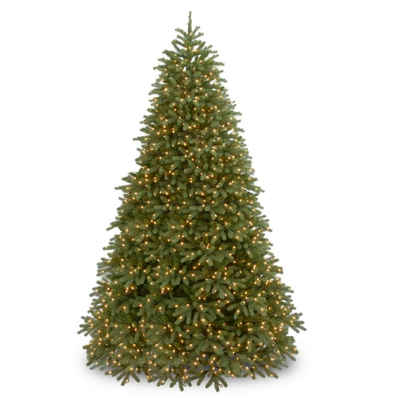 National Tree Company Pre-Lit Feel Real® Medium Artificial Christmas Tree, Green, Jersey Fraser Fir, Dual Color® LED Lights, Includes Stand, 10 Feet