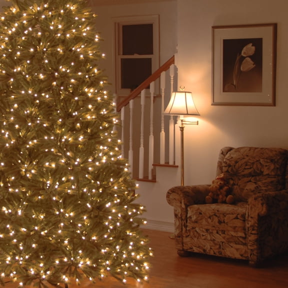 National Tree Company 7.5 ft. Pre-Lit Feel Real® Medium Jersey Fraser Fir Artificial Christmas Tree, Green, Dual Color® LED Lights, Includes Stand